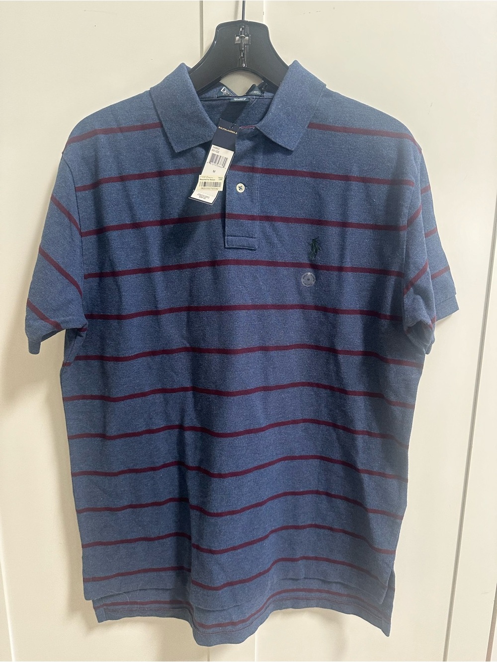 Ralph Lauren Navy Polo with Burgundy Stripes